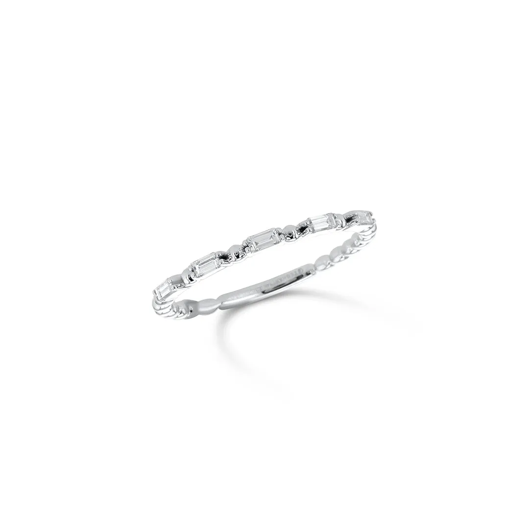 0.20 Cttw Baguette Diamond 14K White Gold Stackable Band
