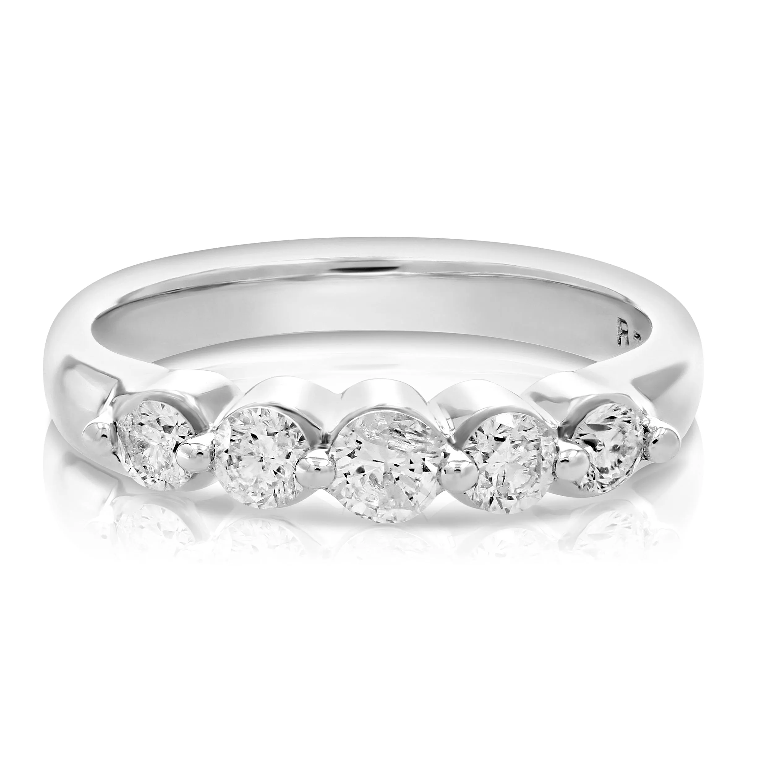 0.70 cttw 5 Floating Diamond Engagement Ring in 14K White Gold