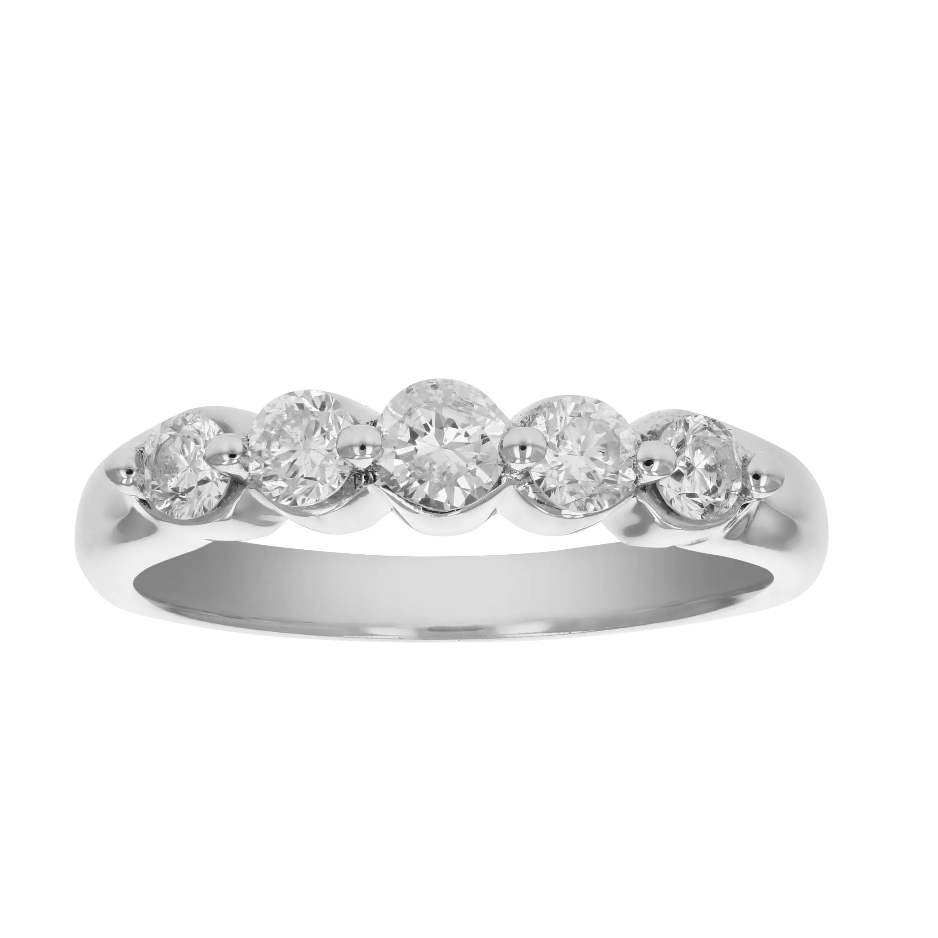0.70 cttw 5 Floating Diamond Engagement Ring in 14K White Gold