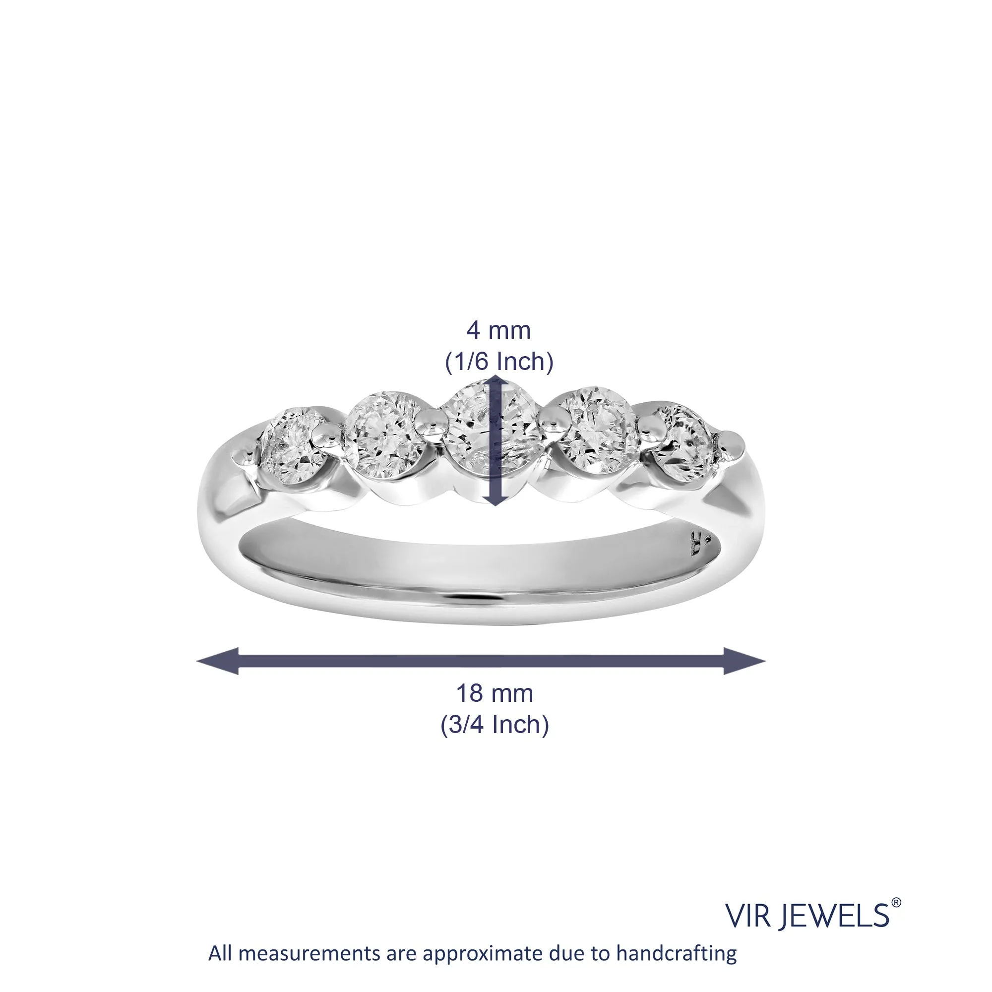 0.70 cttw 5 Floating Diamond Engagement Ring in 14K White Gold