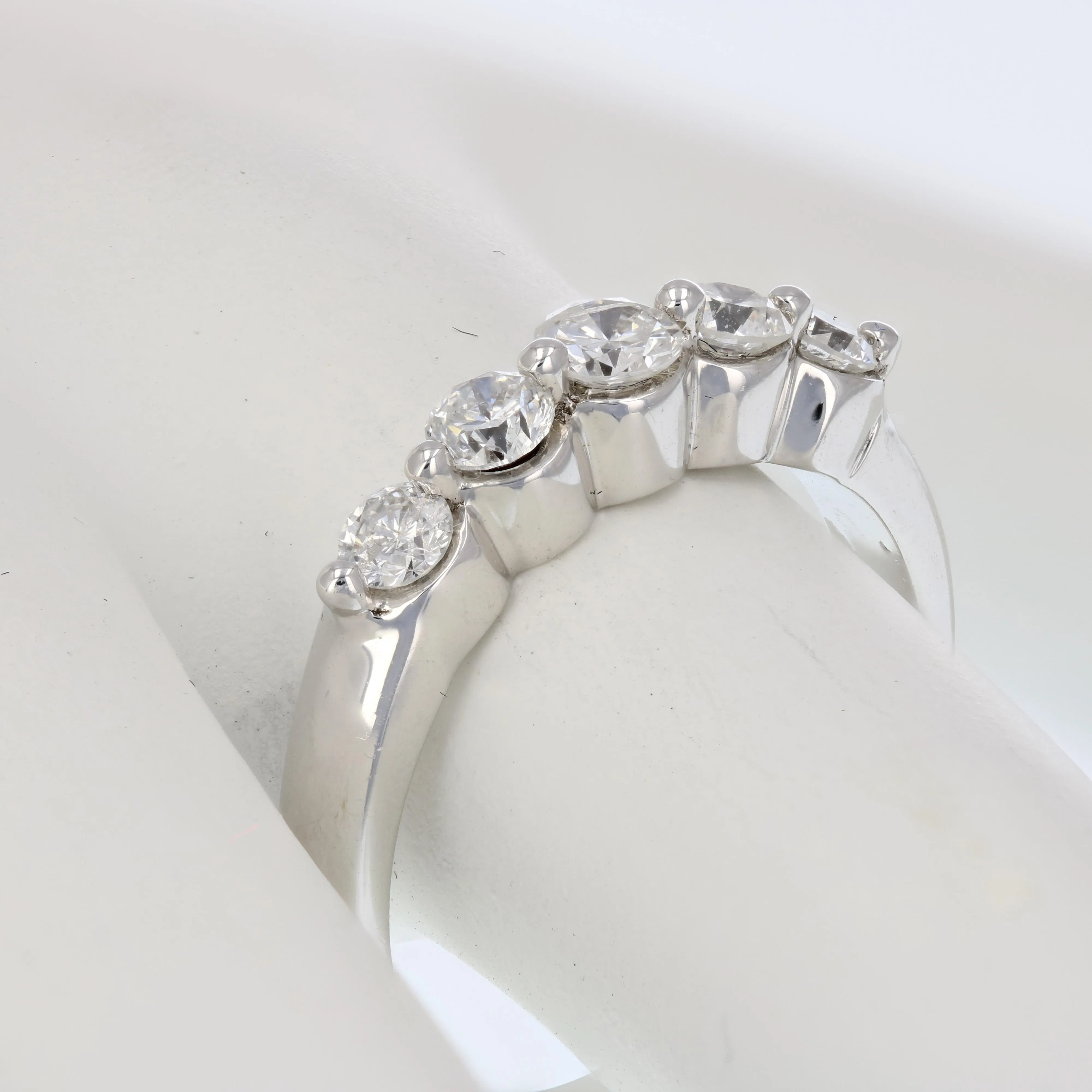 0.70 cttw 5 Floating Diamond Engagement Ring in 14K White Gold