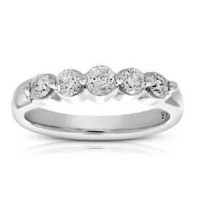 0.70 cttw 5 Floating Diamond Engagement Ring in 14K White Gold