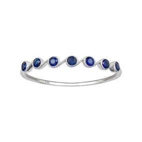 10k White Gold Genuine Round Sapphire Stackable Band