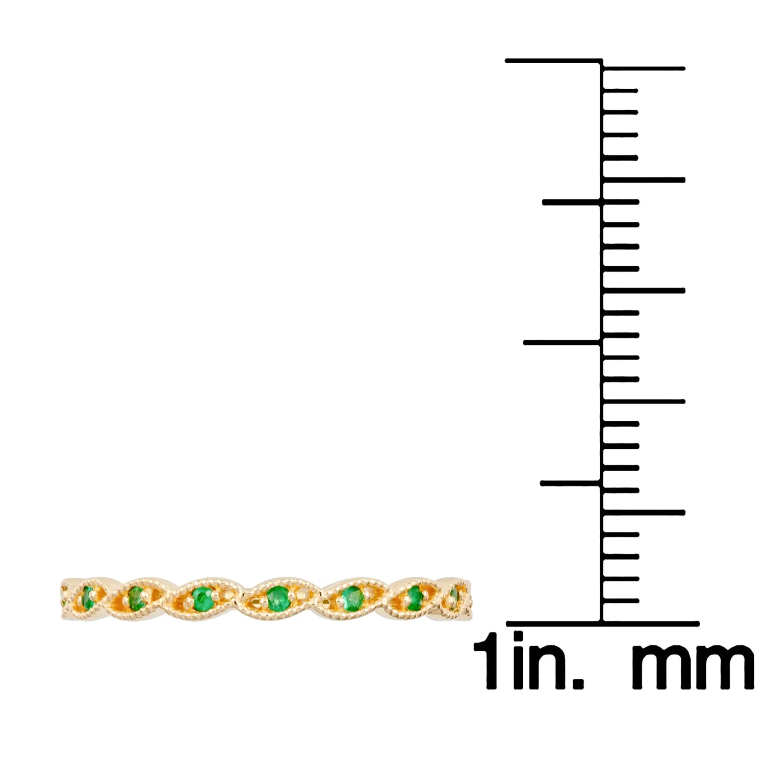 10k Yellow Gold Genuine Round Emerald Stackable Twist Band
