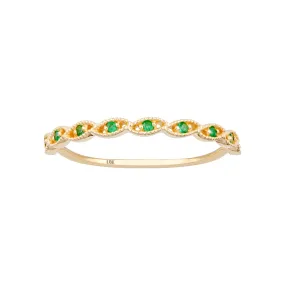 10k Yellow Gold Genuine Round Emerald Stackable Twist Band