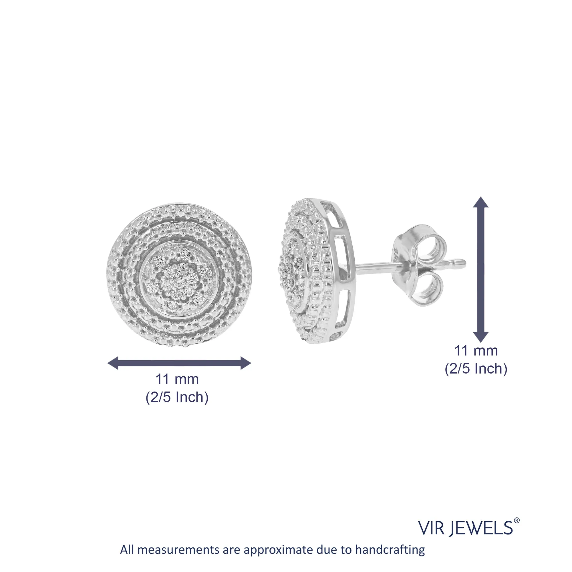 1/10 cttw Round Lab Grown Diamond .925 Sterling Silver Stud Earrings Prong Set