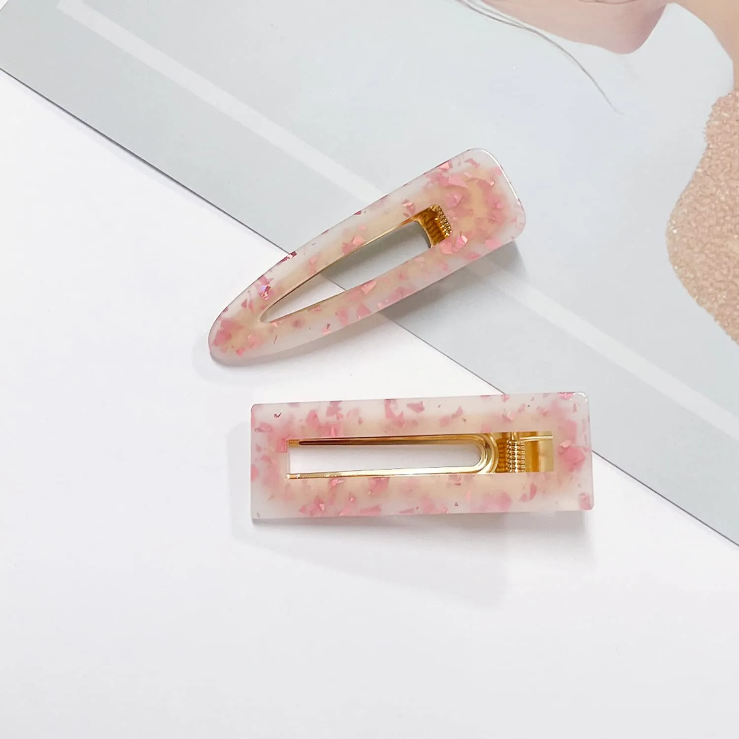 12 Pieces Acrylic Resin Marble Hair Clips Set, Decorative Pearls Hair Barrettes Sweet Decorative Bobby Pins Hairpin Headwear Hair Accessories Headwear for Women and Girls…