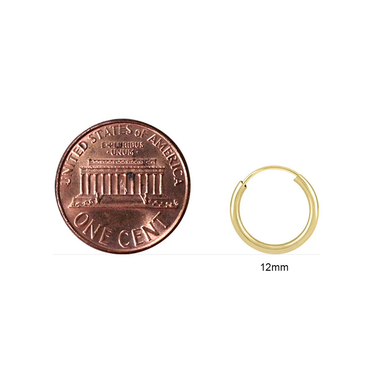 12Mm Endless 14K  Filled Thin Hoop Earrings