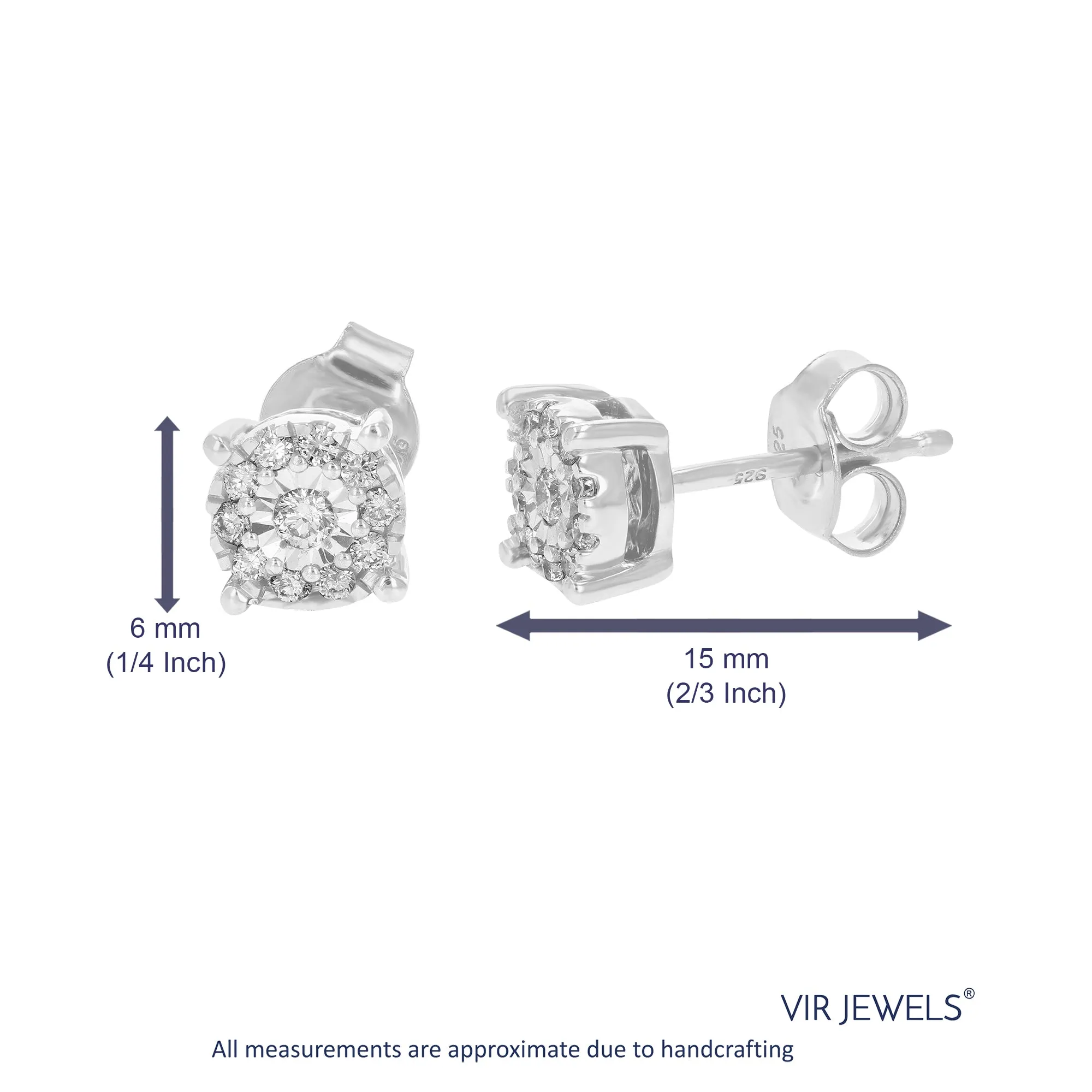 1/4 cttw Lab Grown Diamond Stud Earrings .925 Sterling Silver Prong Set