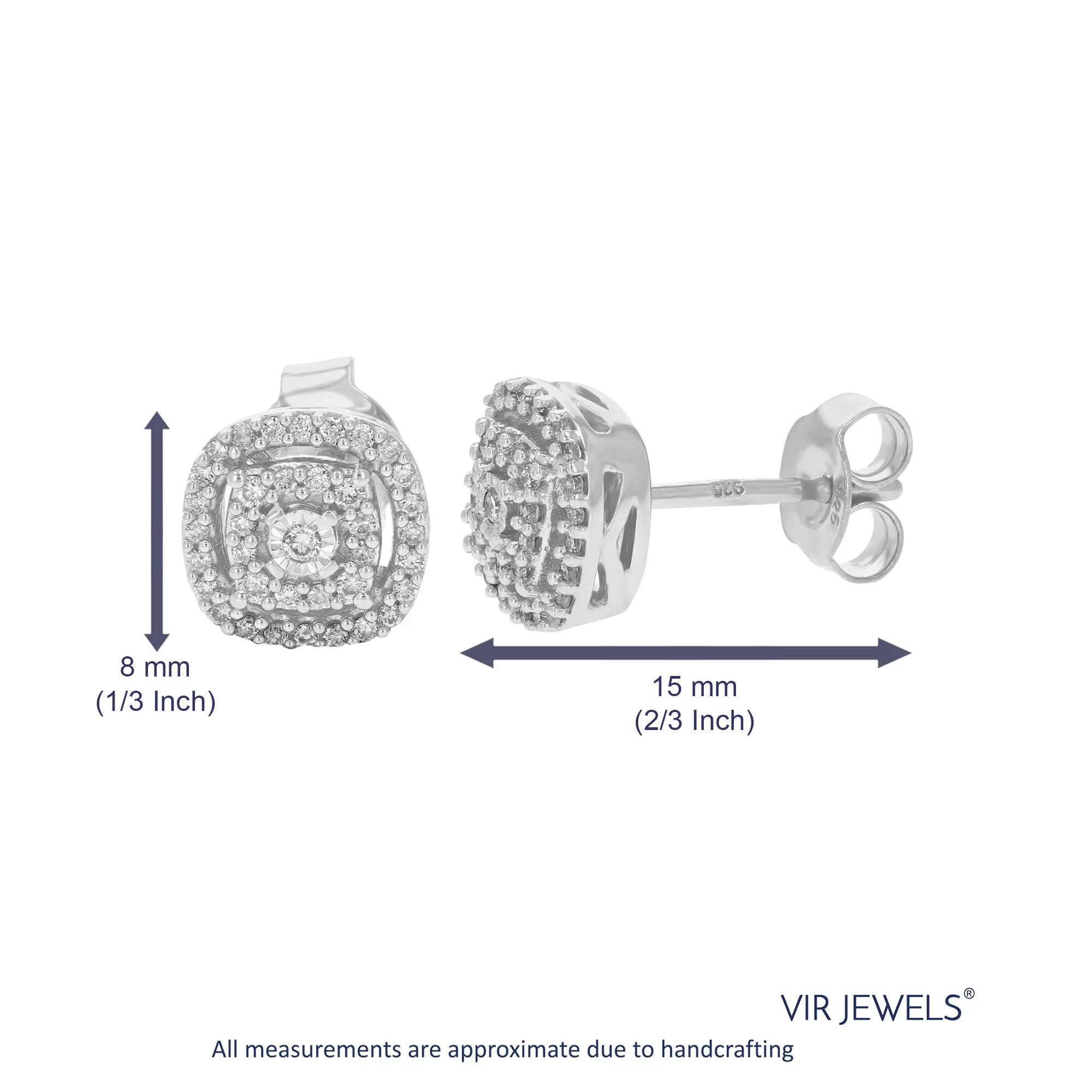 1/4 cttw Round Cut Lab Grown Diamond Stud Earrings .925 Sterling Silver Prong Set