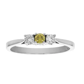 1/4 cttw Yellow and White Diamond Ring in 14K White Gold