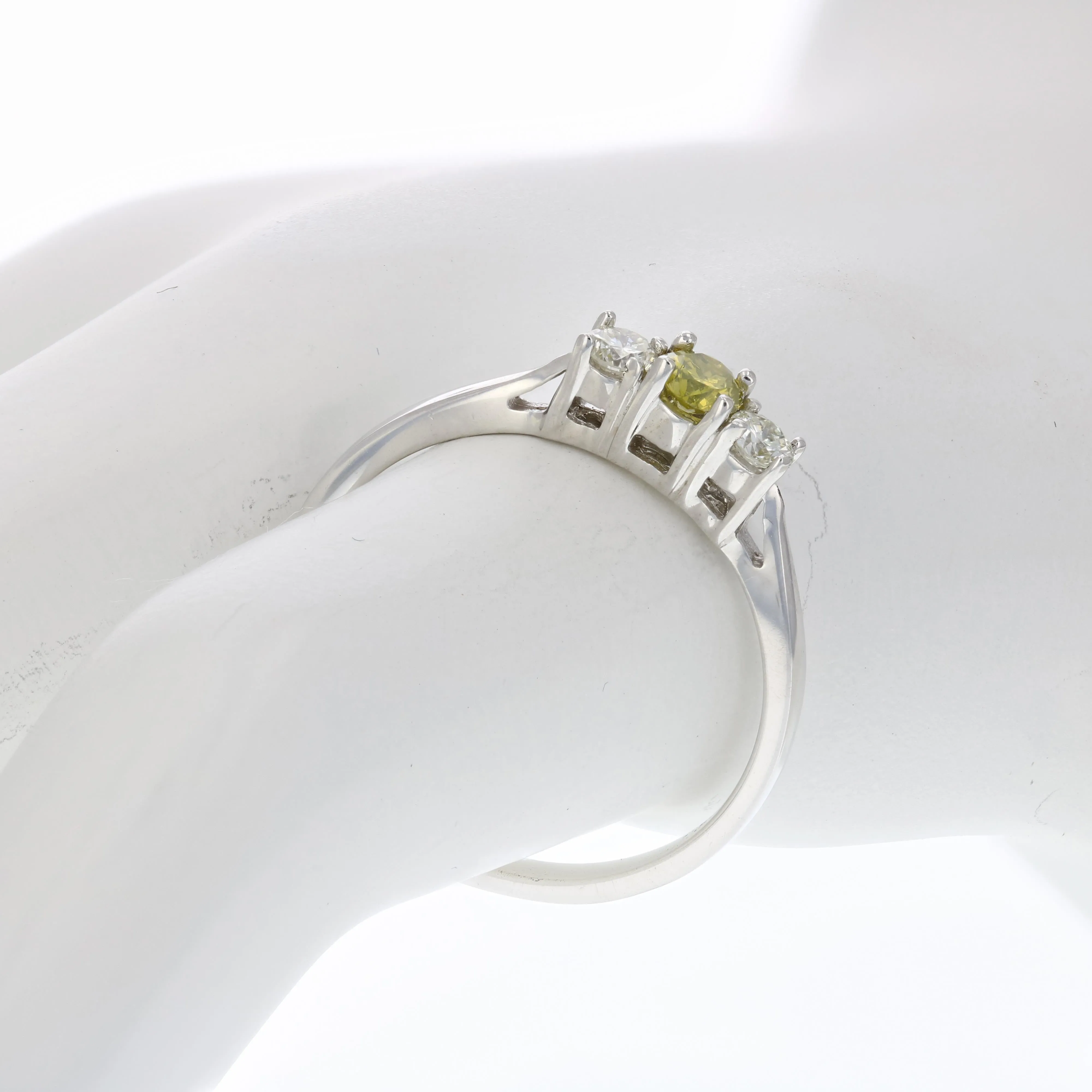 1/4 cttw Yellow and White Diamond Ring in 14K White Gold