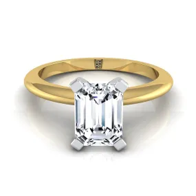 14K Yellow Gold Emerald Cut  Classic Low Base Solitaire Engagement Ring