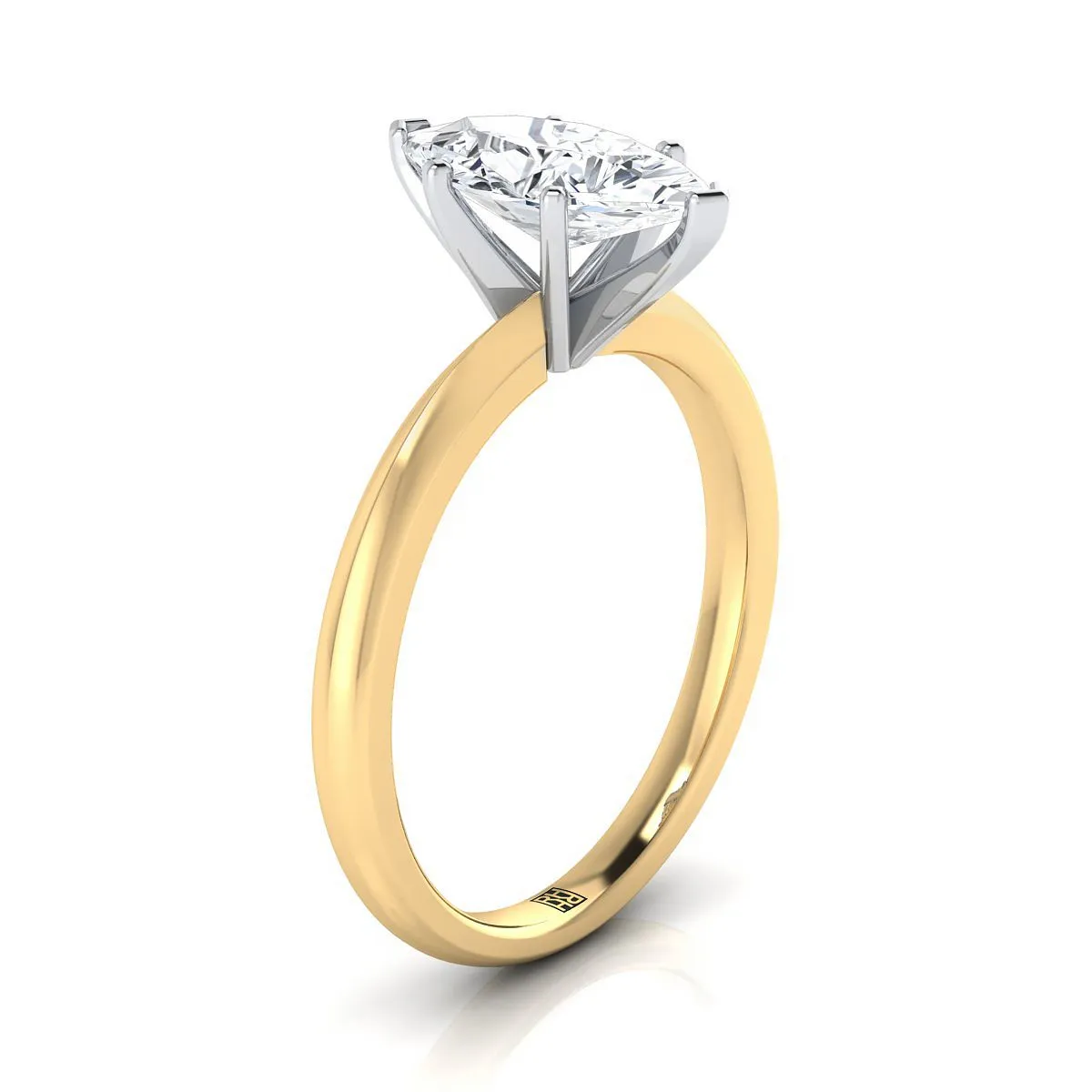 14K Yellow Gold Marquise   Petite Knife Edge Solitaire Engagement Ring