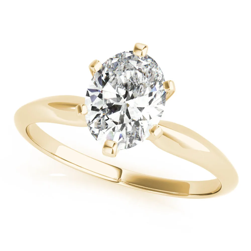 14K Yellow Gold Oval Diamond Six Prong Solitaire Engagement Ring (1ct)