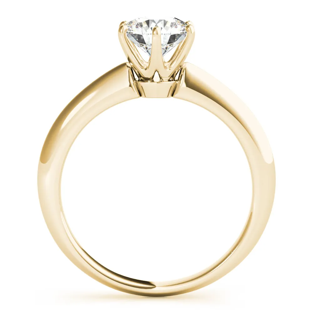 14K Yellow Gold Round Brilliant Six Prong Knife Edge Solitaire Engagement Ring (1ct)