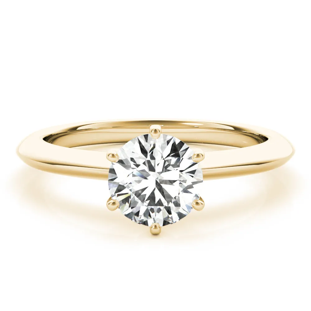 14K Yellow Gold Round Brilliant Six Prong Knife Edge Solitaire Engagement Ring (1ct)