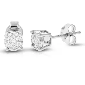 1/5 cttw Round Lab Grown Diamond Studs Earrings .925 Sterling Silver Prong Set Round Shape