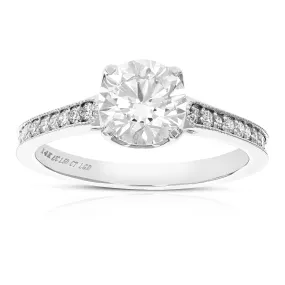 1.50 cttw Lab Grown Diamond Engagement Ring for Women in 14K White Gold Round Prong