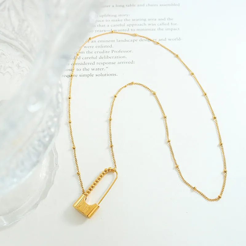 18k Gold Plated Pendant Necklace with Titanium Steel Chain