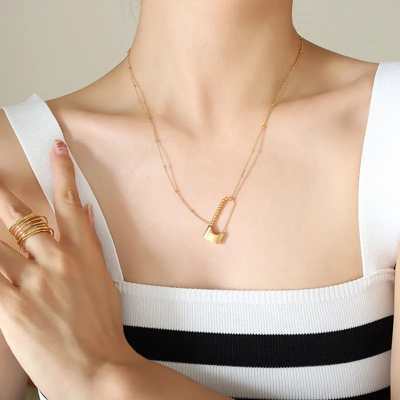 18k Gold Plated Pendant Necklace with Titanium Steel Chain