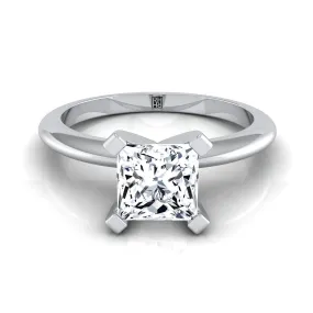 18K White Gold Princess Cut  Classic Low Base Solitaire Engagement Ring