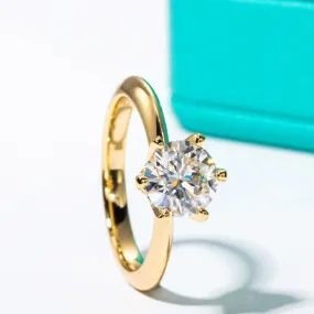 18k Yellow Gold Overlay Diamond Solitaire Engagement Ring
