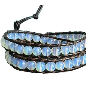2 wrap opal stone leather bracelets,men bracelets,women bracelets,fashion bracelets,boho bracelets
