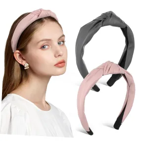 2pcs Boho Headbands for Girls Wide Knot Headbands Fashion Hair Accessories for Women Spa Skincare