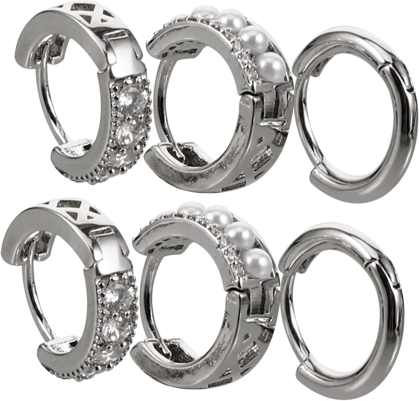 3 Pairs Minimalist Hoop Earrings for Women Aesthetic Pearl Zirconia Style Versatile Fashion Accessories for Any Occasion