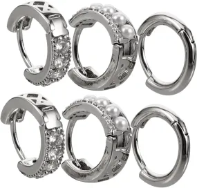 3 Pairs Minimalist Hoop Earrings for Women Aesthetic Pearl Zirconia Style Versatile Fashion Accessories for Any Occasion