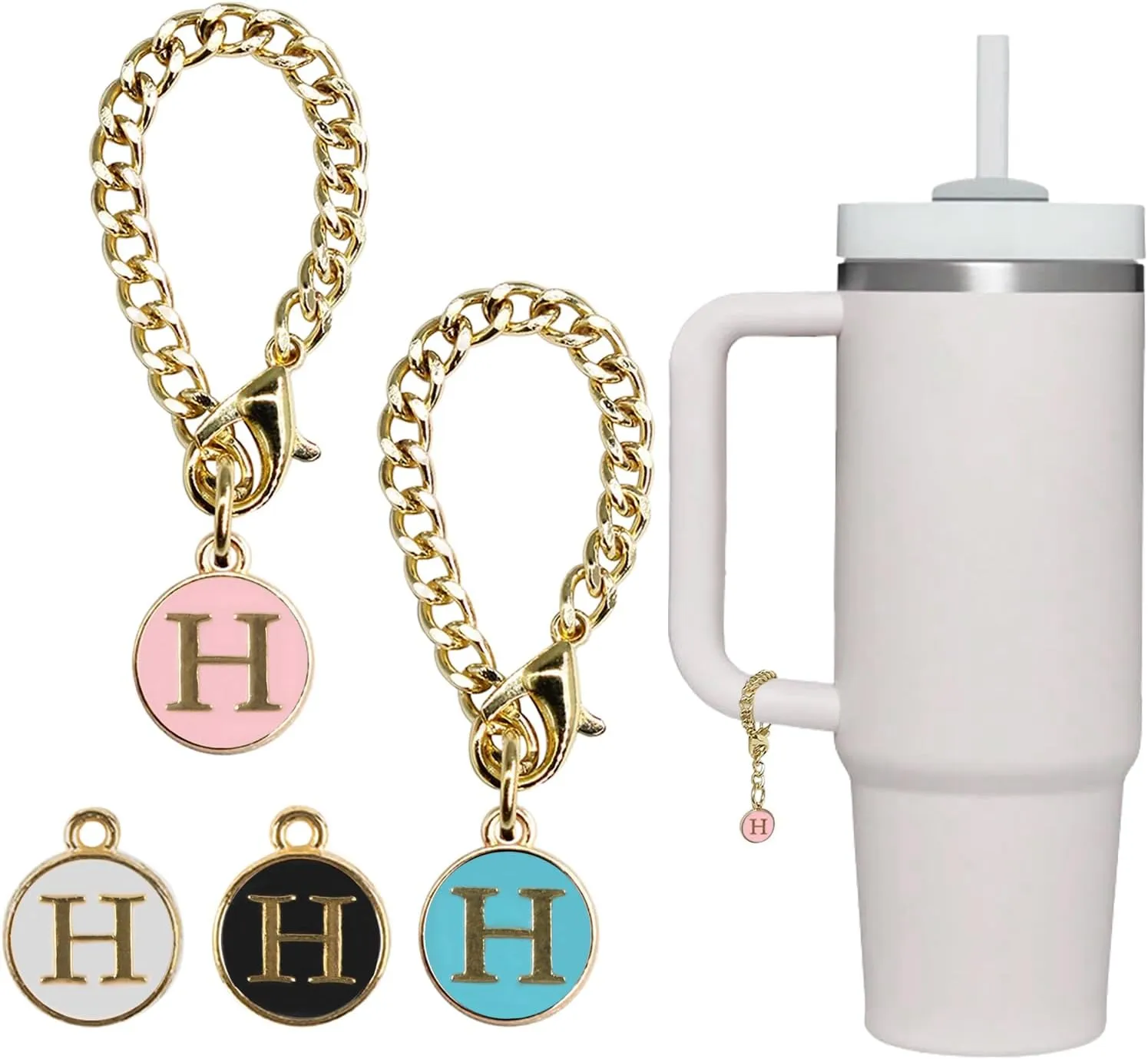 4PCS Stanley Cup Letter Charms - Name ID Handle Charms for Modern Tumblers, Fits All Water Cup Handles