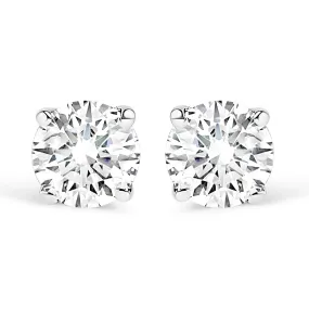.925 Sterling Silver 1/3 Cttw Round Brilliant-Cut Diamond Classic 4-Prong Stud Earrings