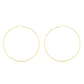 9ct Yellow Gold 80mm Plain Hoop Earrings