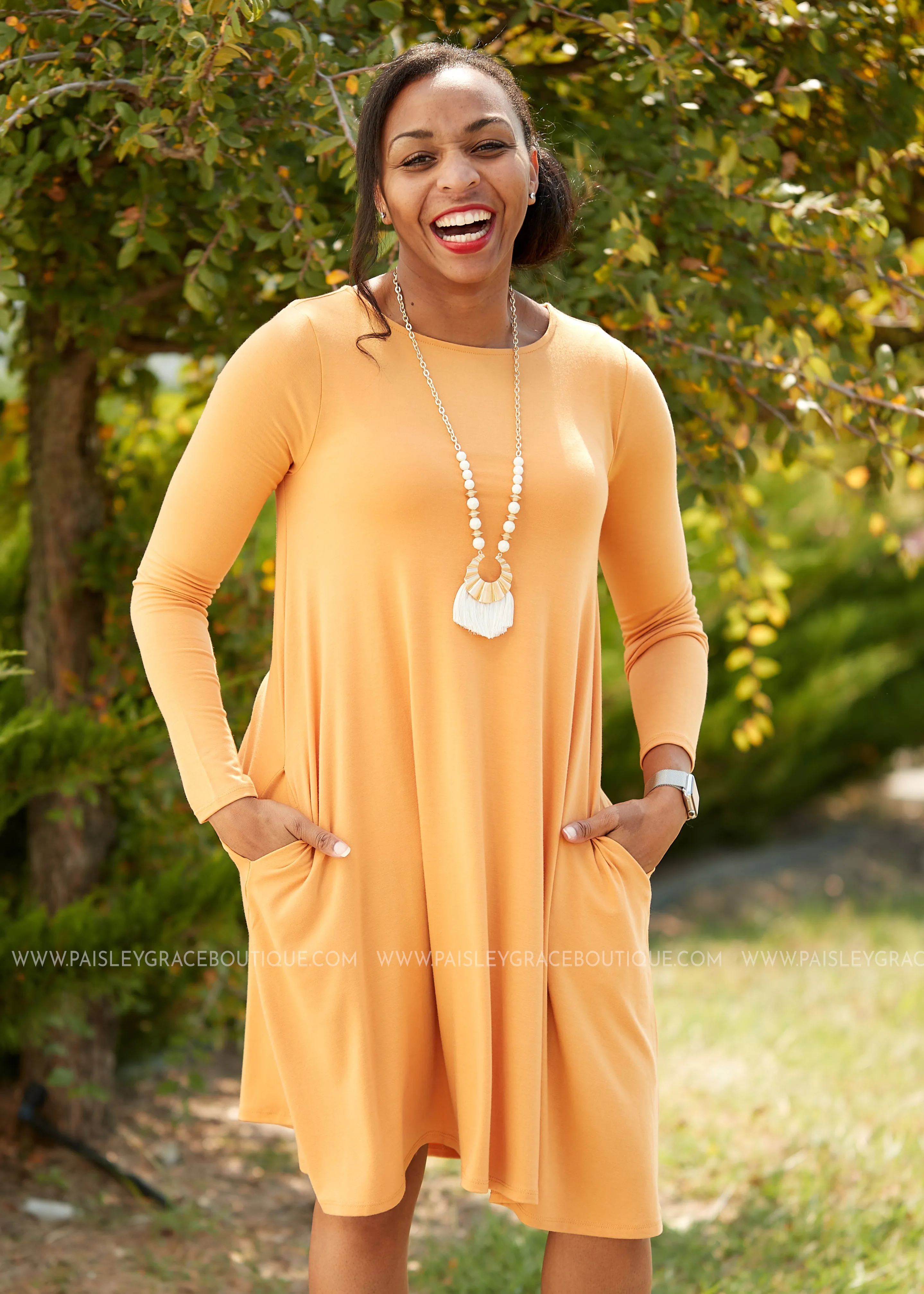 Addison Dress- MUSTARD  - FINAL SALE