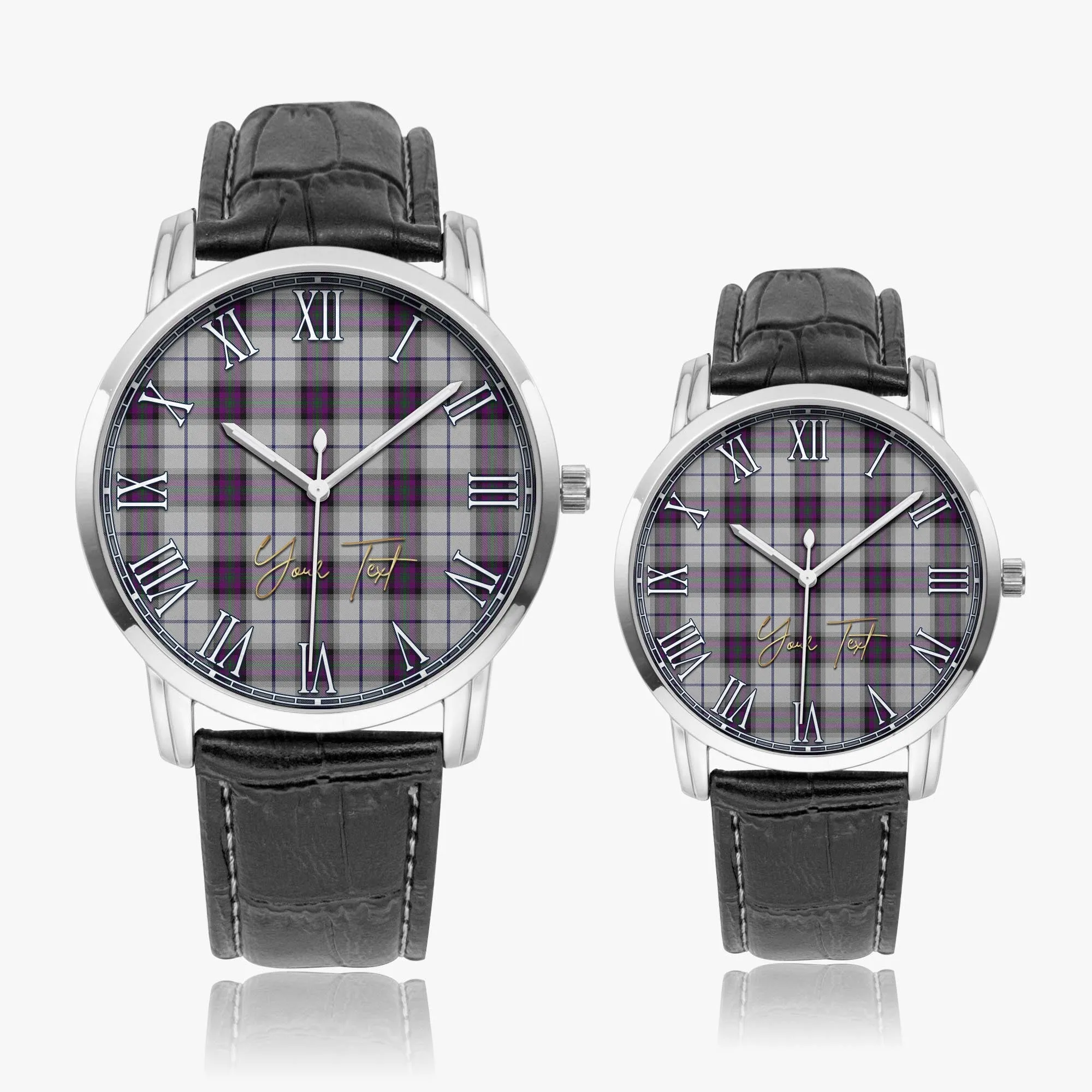 Alexander of Menstry Dress Tartan Personalized Your Text Leather Trap Quartz Watch