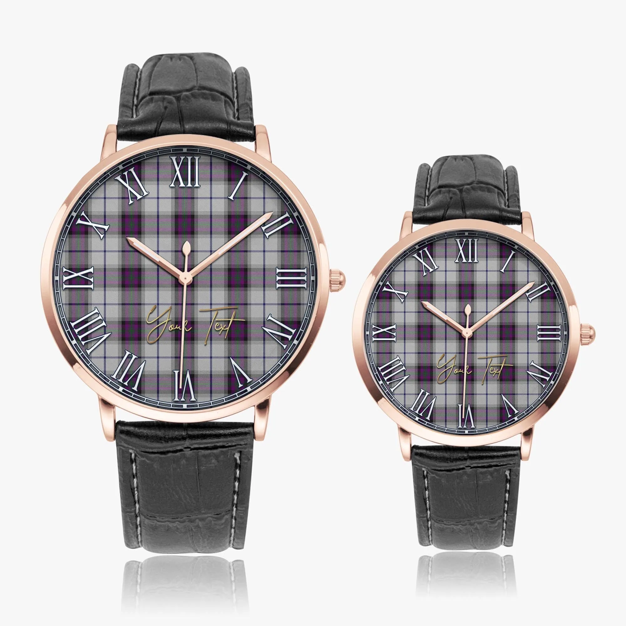 Alexander of Menstry Dress Tartan Personalized Your Text Leather Trap Quartz Watch