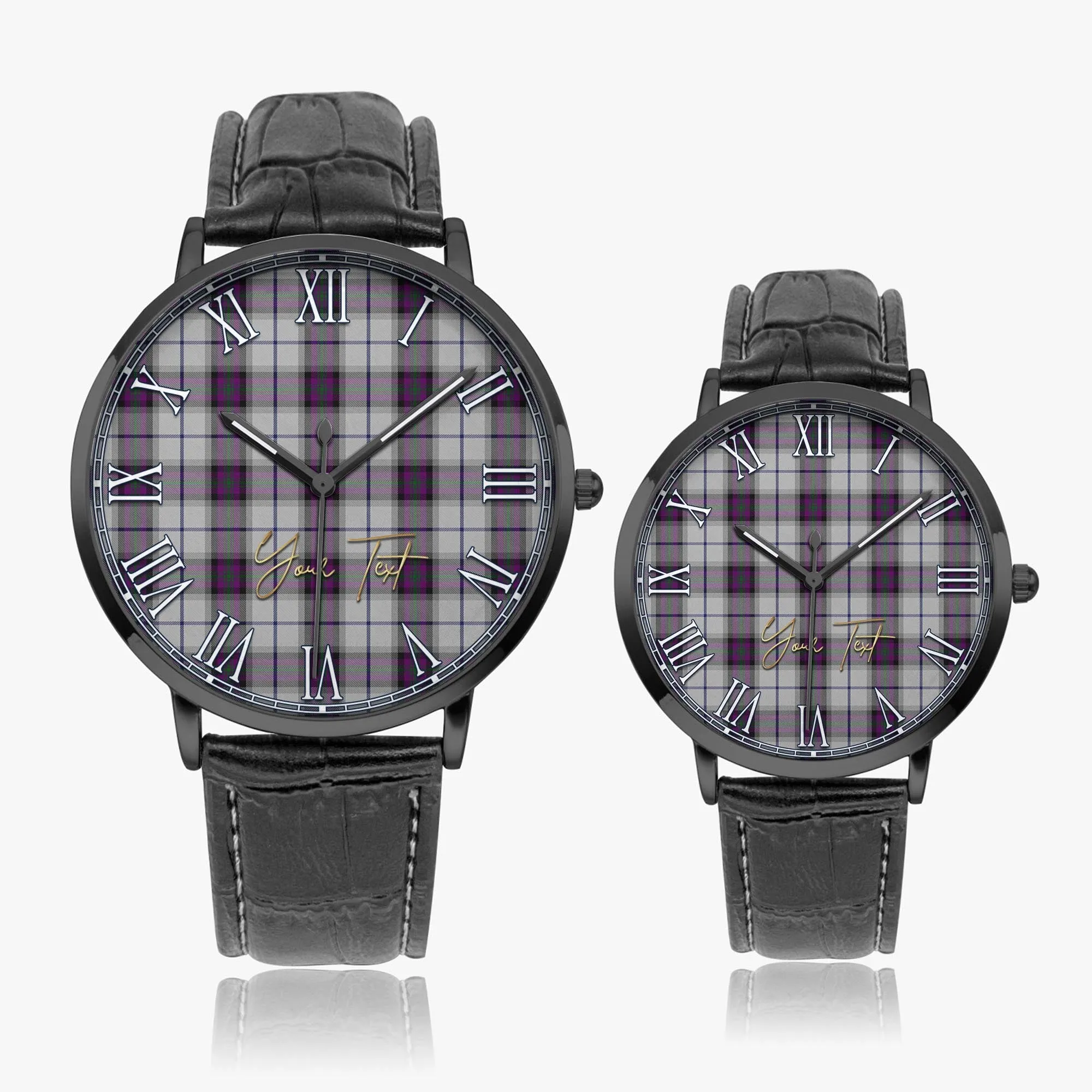 Alexander of Menstry Dress Tartan Personalized Your Text Leather Trap Quartz Watch