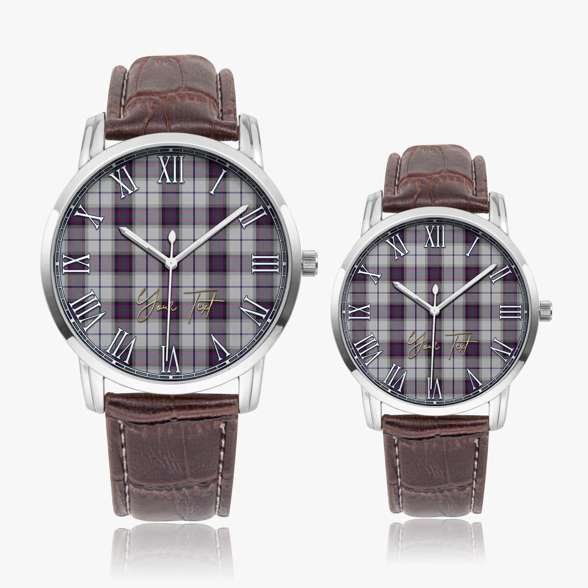 Alexander of Menstry Dress Tartan Personalized Your Text Leather Trap Quartz Watch