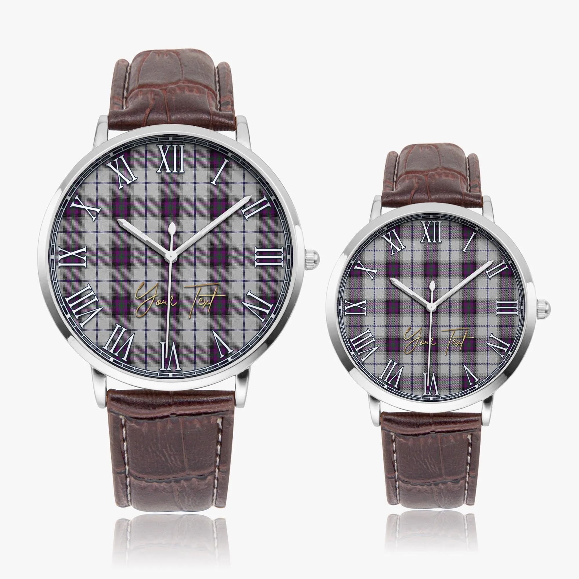 Alexander of Menstry Dress Tartan Personalized Your Text Leather Trap Quartz Watch
