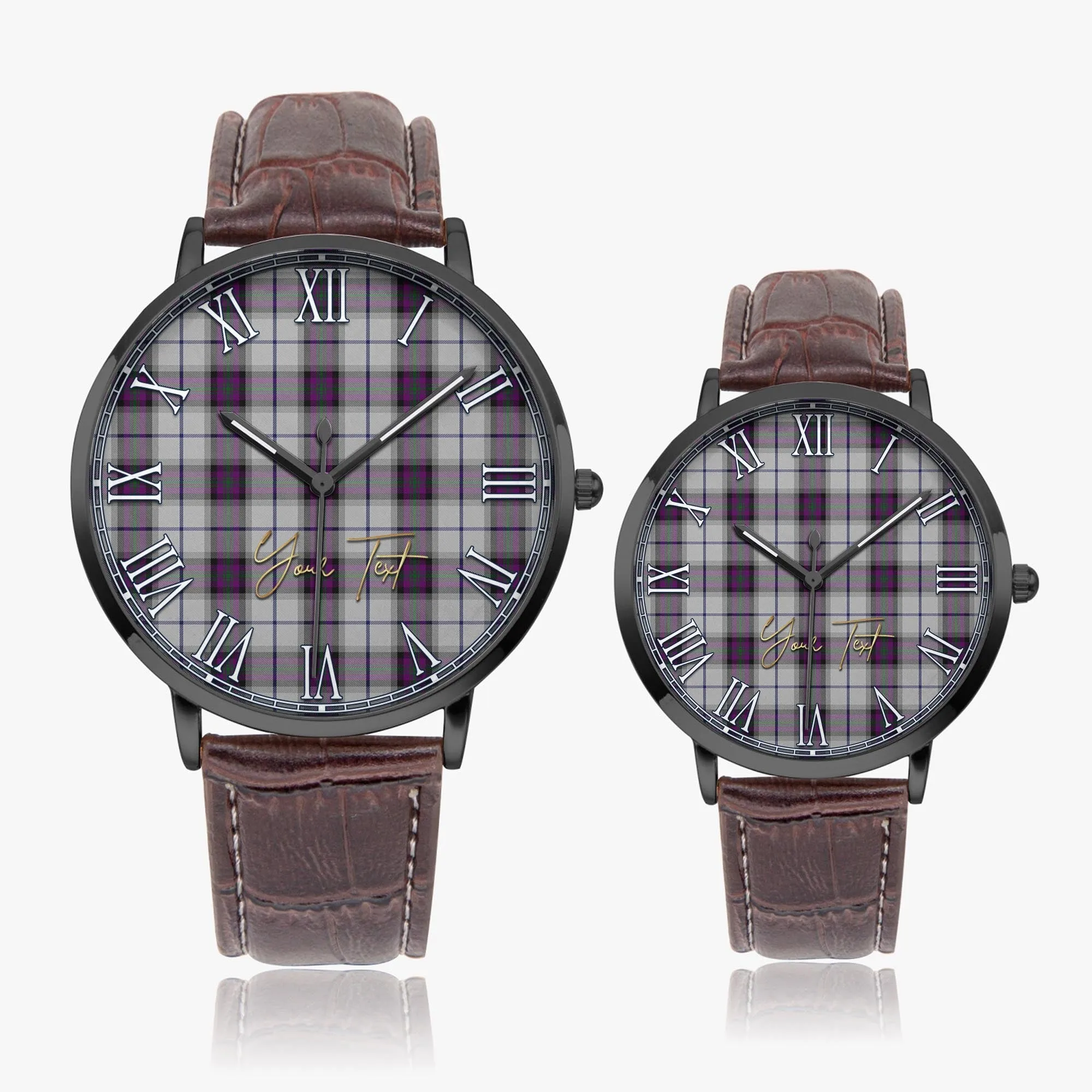 Alexander of Menstry Dress Tartan Personalized Your Text Leather Trap Quartz Watch