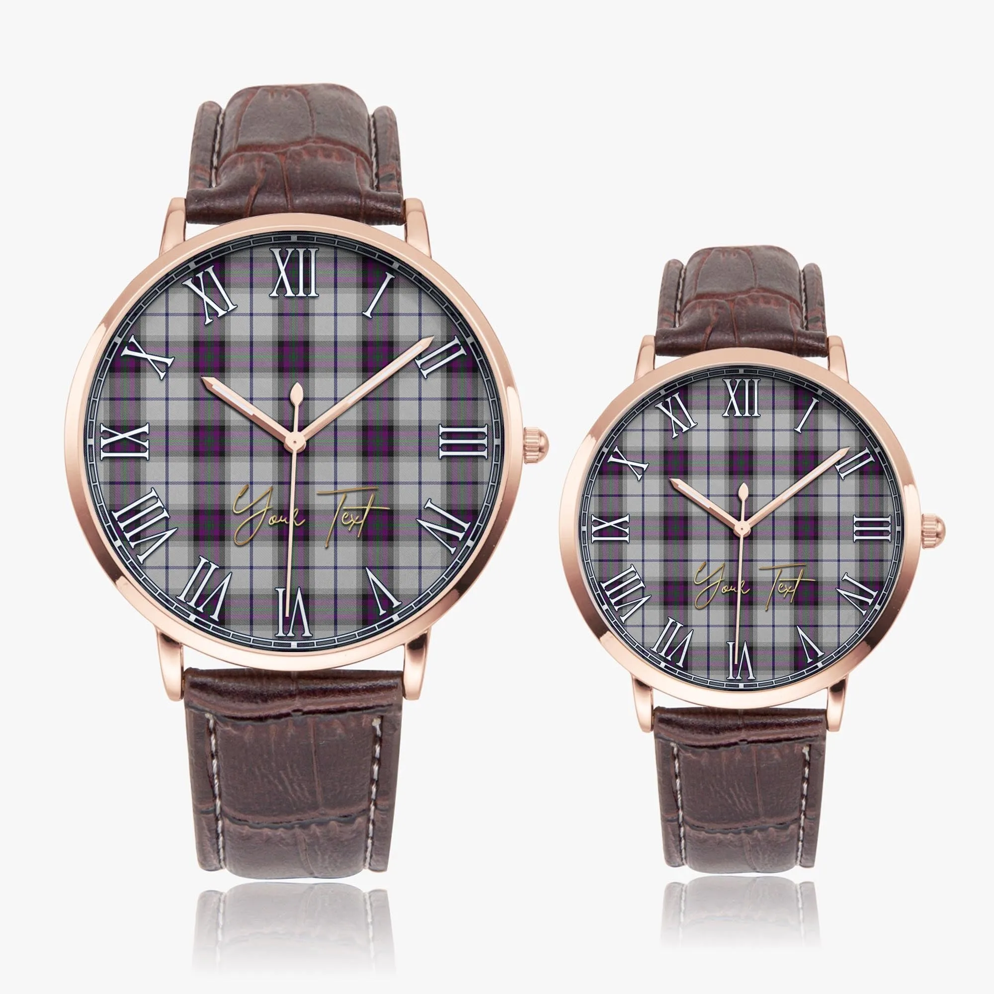 Alexander of Menstry Dress Tartan Personalized Your Text Leather Trap Quartz Watch
