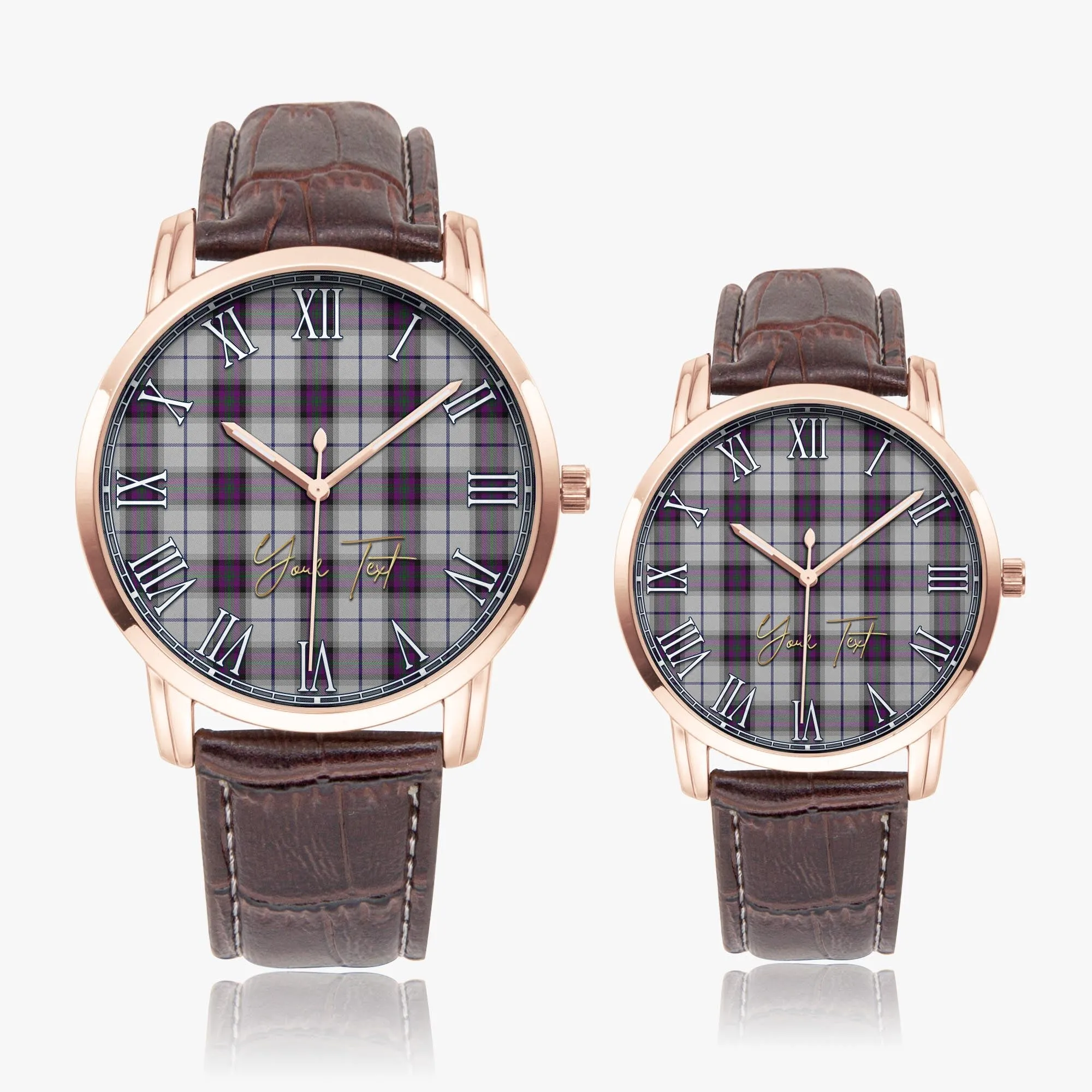 Alexander of Menstry Dress Tartan Personalized Your Text Leather Trap Quartz Watch