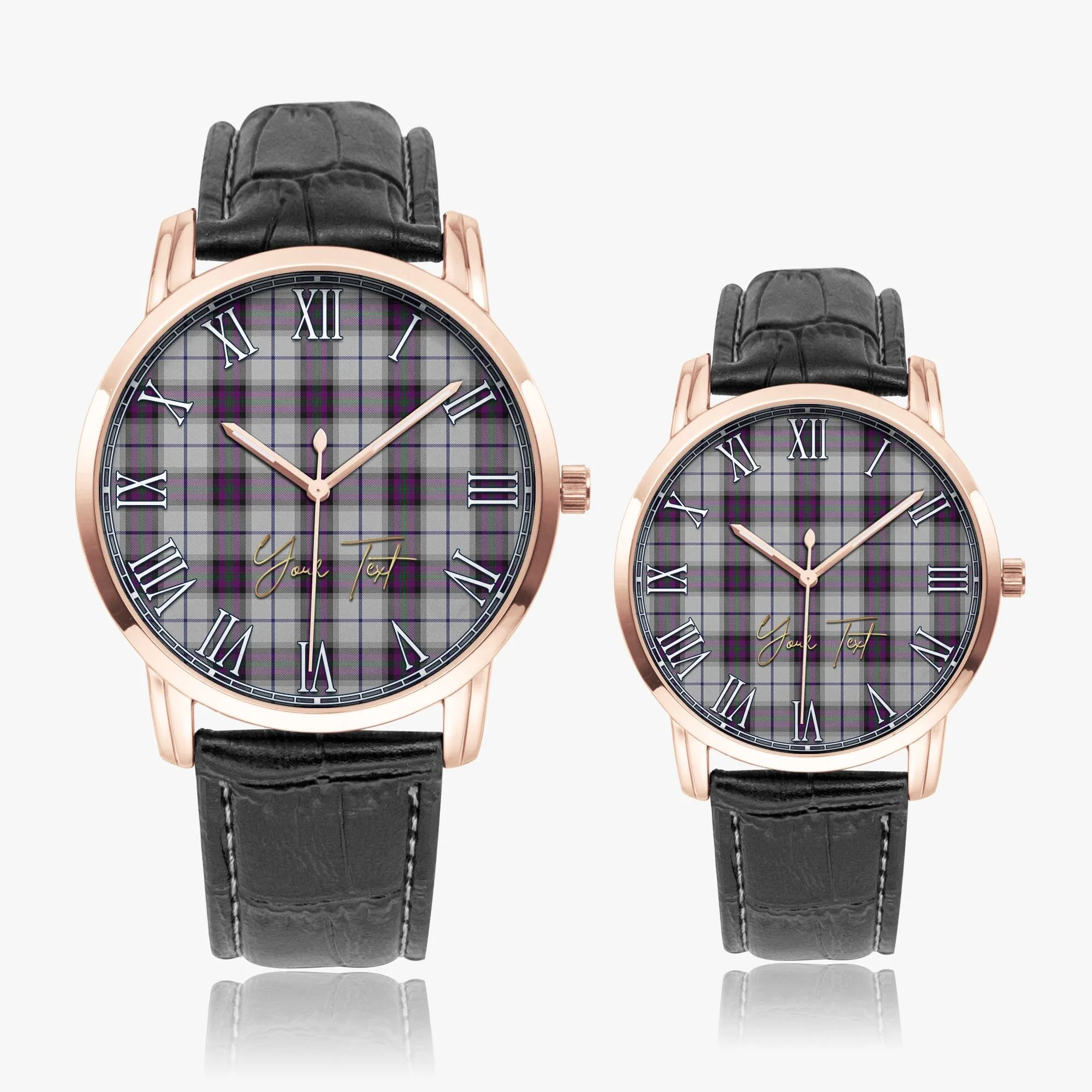 Alexander of Menstry Dress Tartan Personalized Your Text Leather Trap Quartz Watch