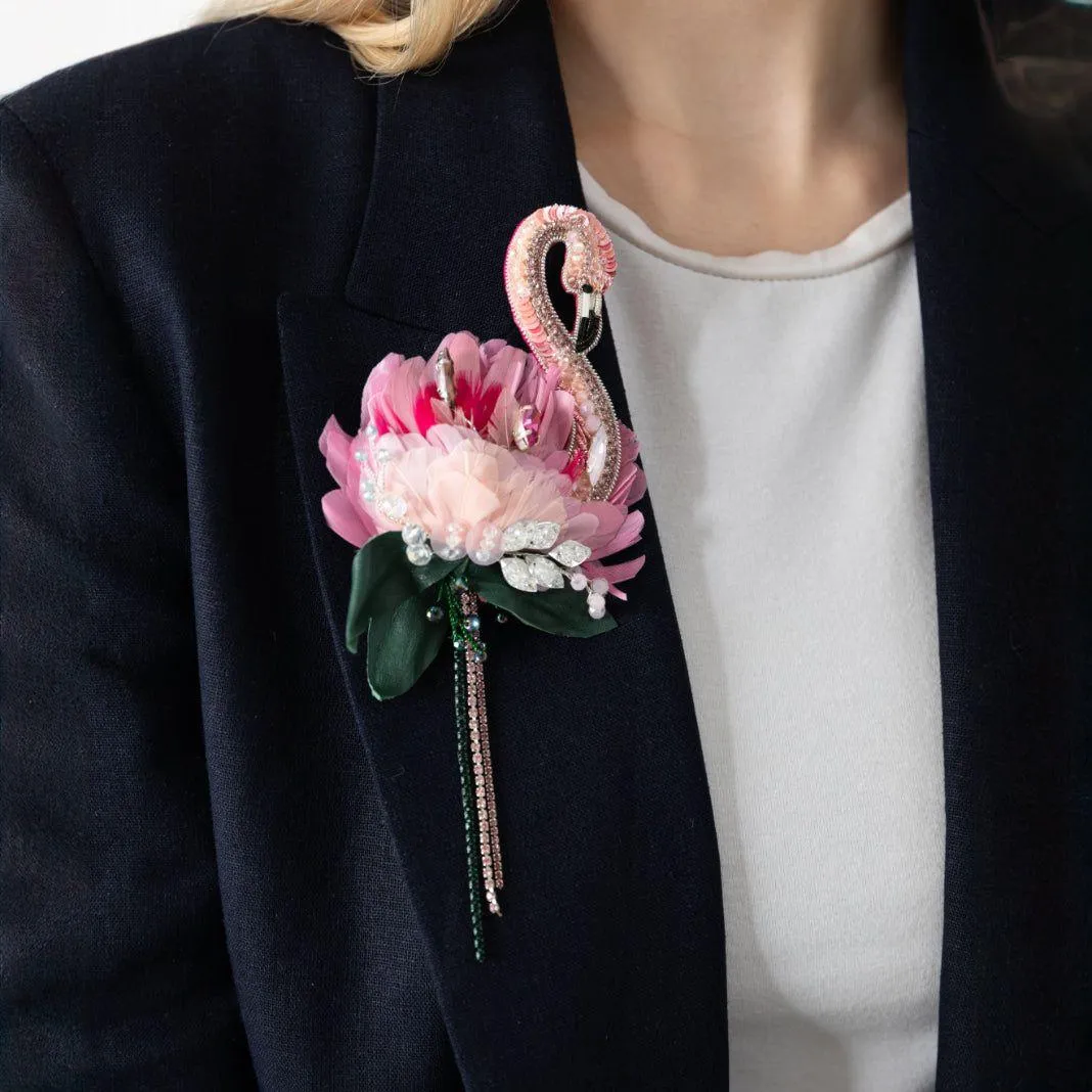 Alice in Wonderland Croquet Flamingo Bird Brooch
