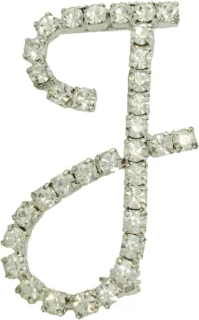 Alphabet Initial Letter "J" Pin Brooch Rhinestone Silver Tone 1 1/2" Fashion Brooch for Women Trendy Accessories for Women Stylish Additions Chic Details
