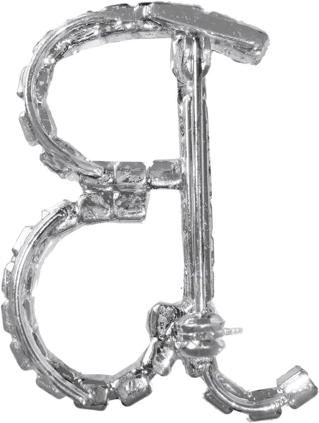 Alphabet Initial Letter "M" Pin Brooch Rhinestone Silver Tone 1 1/2" Fashion Brooch for Women Trendy Accessories for Women Stylish Additions