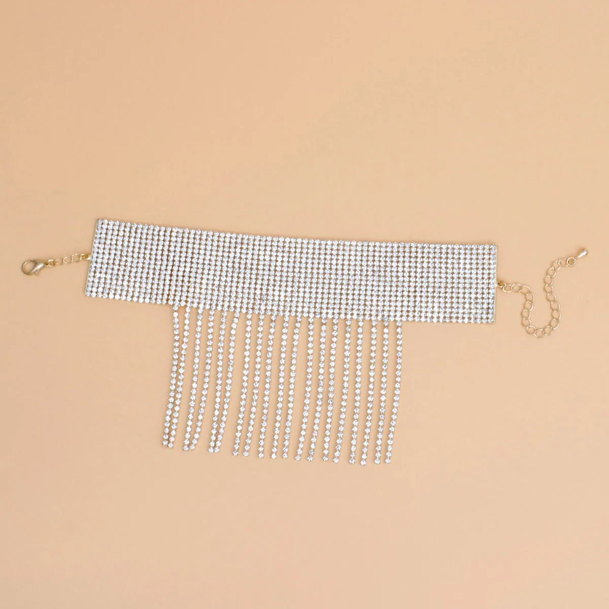 Anklet Gold Rhinestone 16 Line Fringe for Women