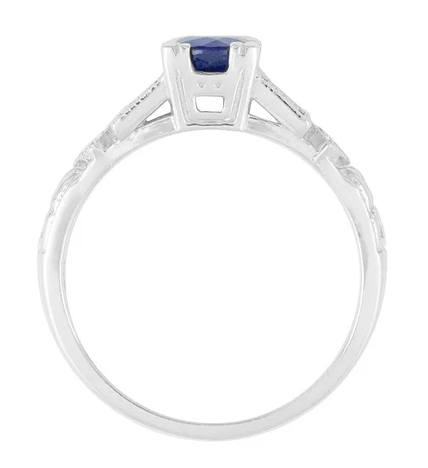 Antique 1920's Style Sapphire and Diamond Art Deco Engagement Ring in Platinum