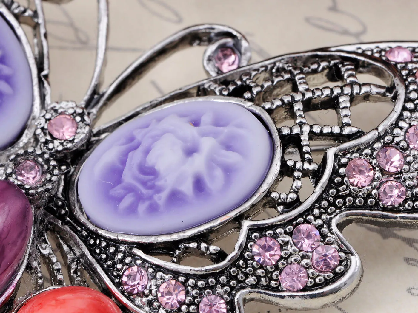 Antique Cateye Butterfly Jewelry Pin Brooch